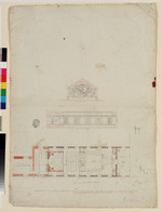 Kassel, Schloß Bellevue, Entwurf für einen Ball- und Theatersaal, Grundriß und Schnitt