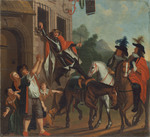 Don Quijote durch die Falschheit der Maritorne an ein Fenster gefesselt
Aus einer Serie zum Roman 