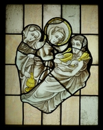 Glasfenster mit Darstellung der hl. Elisabeth, die eine Kranke pflegt