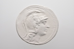 Abguss: Apollon (Kasseler Apollon?) im Profil mit Bogen, Tetradrachme London BMc 388, Diophantes und Diodoros