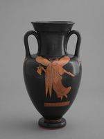 Halsamphora mit Nike/Victoria (A) und bekränztem Jüngling (B)