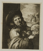 Lachender Knabe mit Katze