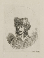 Büste eines Mannes mit Pelzkappe und langem Haar