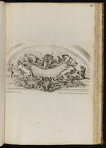 Kartusche mit Hirsch, Hunden und Wildschweinkopf