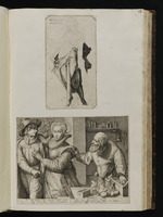 51 | Une Femme debout gravée à l’eau forte / Un Vieillard caresse une femme plus attachée à un / jeune homme ... | Matham exc.