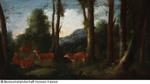 Landschaft mit Hirsch und Rehen