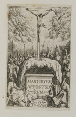 Serientitel mit Christus am Kreuz, umringt von den Aposteln