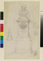 Entwurf für ein Grabmal mit Büste des Verstorbenen als Bekrönung, rückseitig Variante des Entwurfs