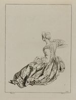 Junge sitzende Frau mit aufgestütztem rechten Arm, nach links gewandt