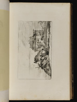 Landschaft mit zwei Figuren vor einer Hütte und Haus im Hintergrund