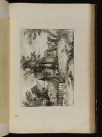 Landschaft mit Holzhäusern und Zaun