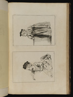 Oben: Stehendes kleines Mädchen in Rückansicht; unten: Kniendes kleines Mädchen