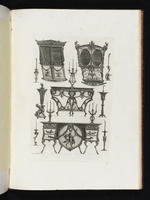 Zwei Sänften, zwei Tische und neun Kerzenhalter