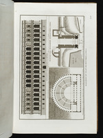 Fassade und Grundriss des Theaters von Pola sowie der Grundriss des Sergierbogen