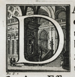 Initiale D mit Treppenhaus eines Palastes