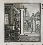 Initiale I mit Innenhof eines Palastes