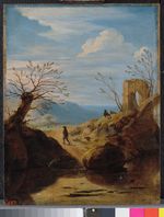 Hügelige Landschaft mit Figuren