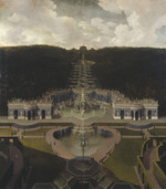 Blick von der Grottenanlage mit Brunnen am Beginn des zweiten Drittels der Kaskaden zum Oktogon (Nr. 5)