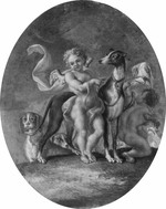 Zwei Putten mit Jagdhunden