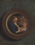 Trompe l`oeil mit Rundbild "Die Heilige Familie"