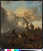 Rastende Bauern auf dem Weg zum Markt