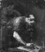 Philosoph mit Zirkel, hinter ihm ein Mann mit Winkelmaß (Gegenstück zu A 31)